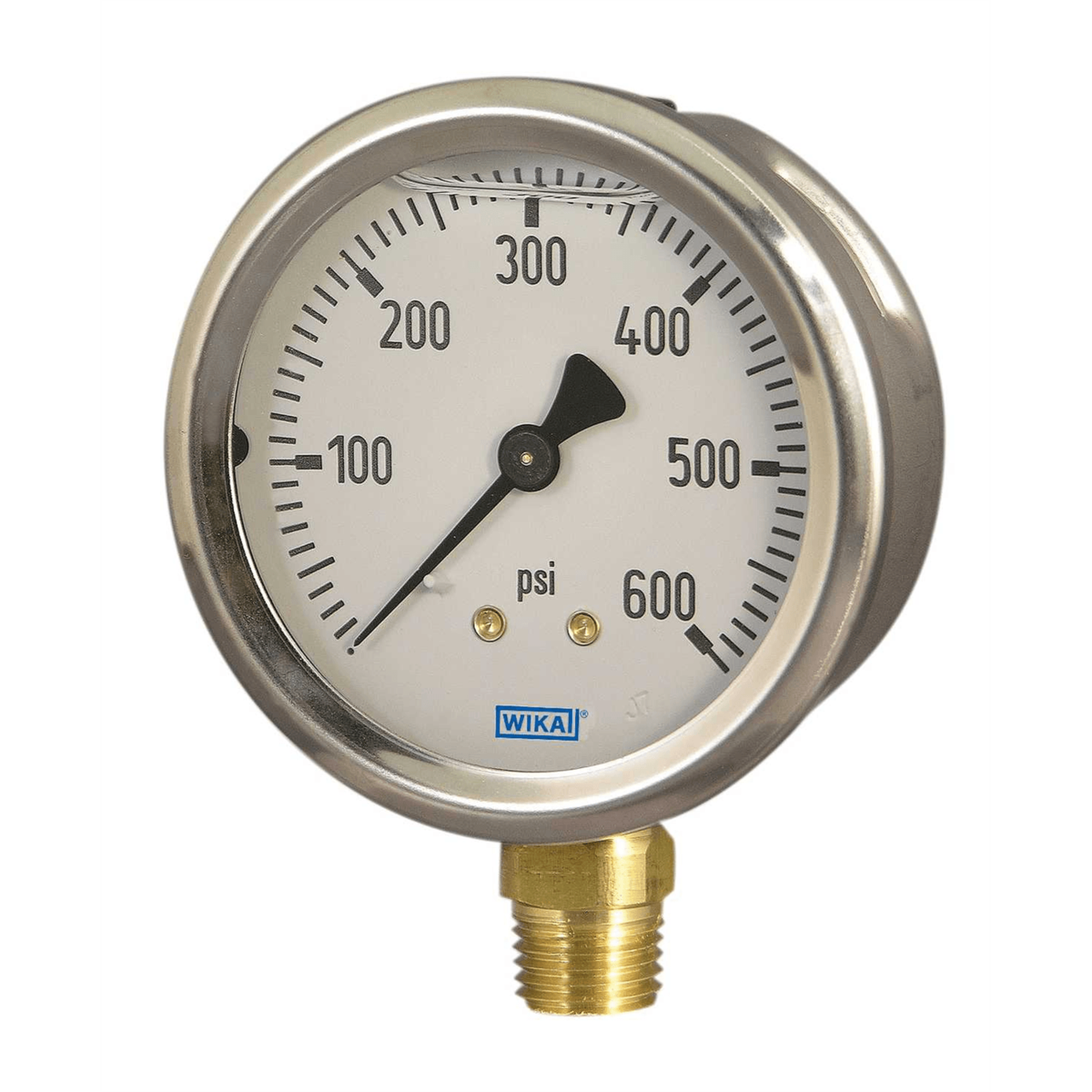 WIKA 213.53 Pressure Gauge copper alloy wetted parts, SS Case, 2-1/2", 1/4", Liq. Fill, 0-160 PSI